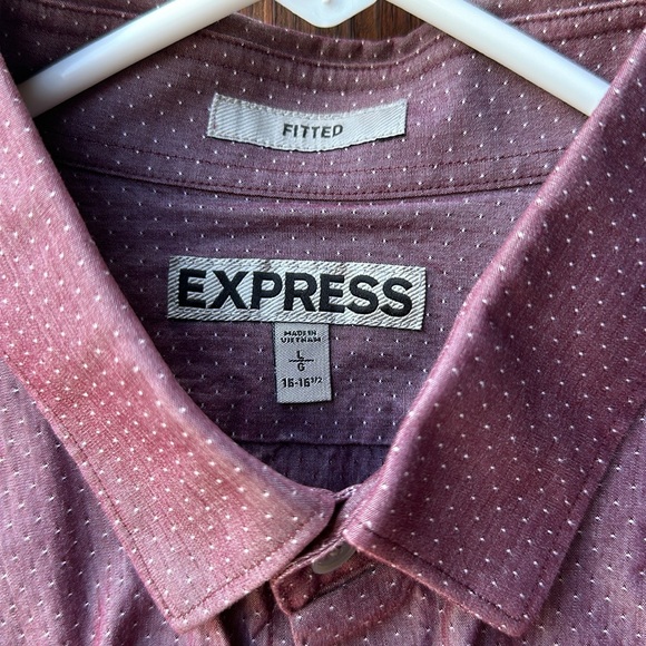 Purple Dot Pattern Express Fitted Dress Shirt - Picture 3 of 5